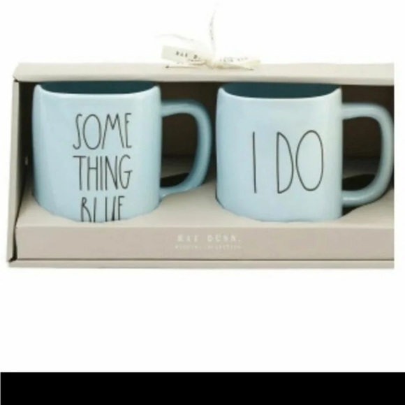 NIB Blue Rae Dunn I DO & SOMETHING BLUE Mugs 2pc Rae Dunn - Picture 2 of 11